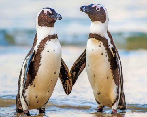 Penguins Holding Flippers paint by numbers