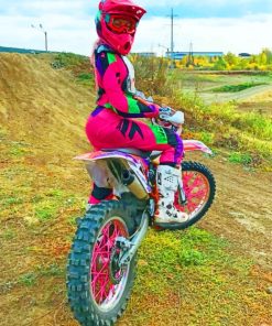 Pink Dirt Bike Girl paint by numbers