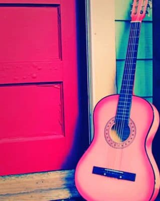 Pink Guitar painting by numbers