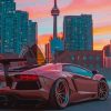 Pink Lamborghini In The Street painting by numbers