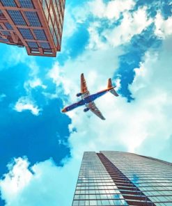 A Plane And Skyscrapers paint by numbers