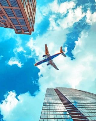 A Plane And Skyscrapers paint by numbers