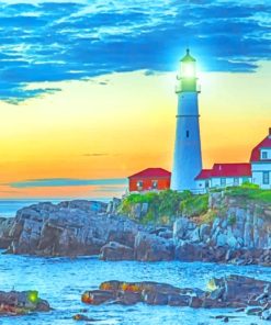 Portland Head Lighthouse Sunset paint by numbers