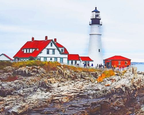 Portland Head Lighthouse paint by numbers