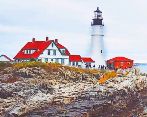 Portland Head Lighthouse paint by numbers