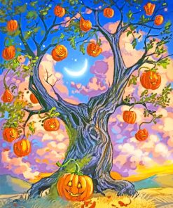 Pumpkin Tree Halloween paint by numbers