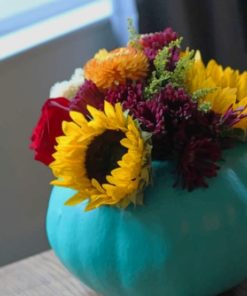 Pumpkin Flower Vase paint by numbers