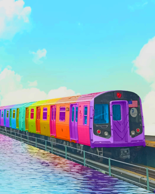 Rain Bow Train painting by numbers