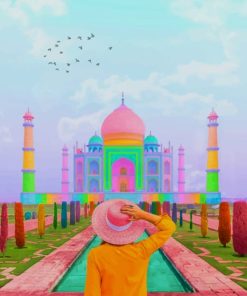 Rainbow Taj Mahal painting by numbers