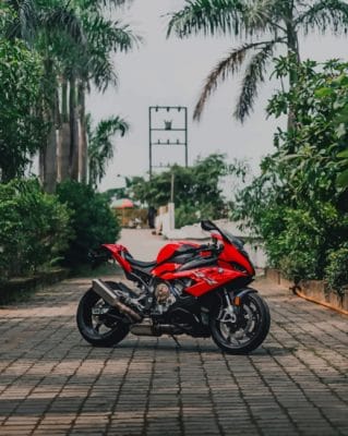 Red BMW Motorcycle paint by numbers