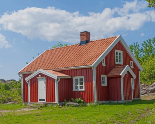 Red Barn House paint by numbers