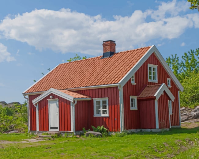 Red Barn House paint by numbers