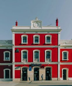 Red And White Building paint by numbers