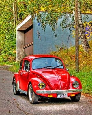 Red Classical Car painting by numbers