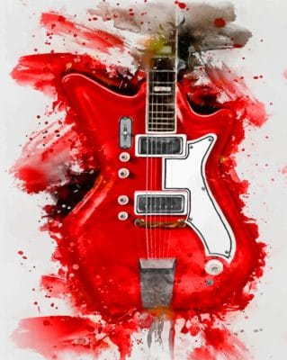 Red Electric Guitar Art paint by numbers