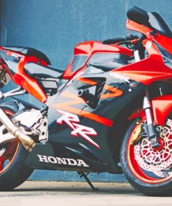 Red Honda Racing Motorcycle paint by numbers