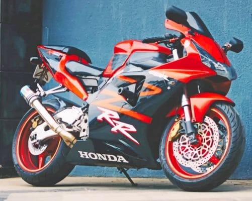 Red Honda Racing Motorcycle paint by numbers