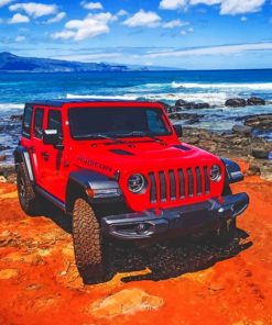 Red Jeep painting by numbers