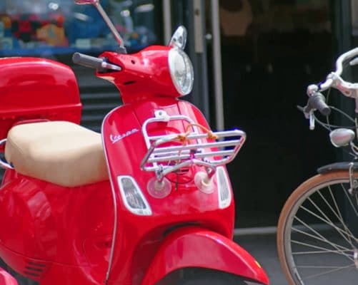 Red Scooter In The Street paint by numbers