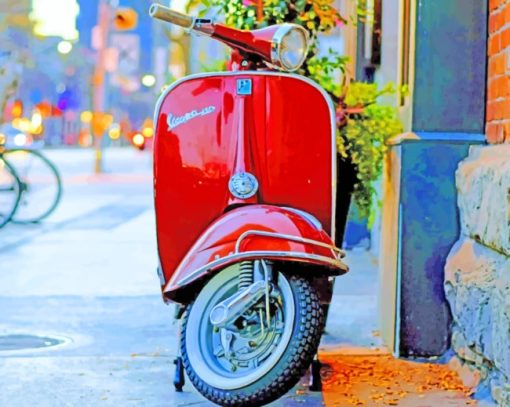 Red Classic Scooter paint by numbers