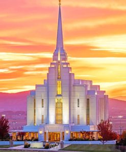 Rexburg ldaho Temple Sunset paint by numbers