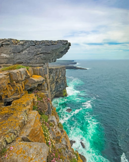 Rock Cliff With Cloudy Sky painting by numbers