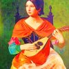 Roman Woman Playing Lute paint by numbers