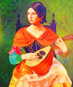 Roman Woman Playing Lute paint by numbers