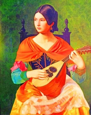 Roman Woman Playing Lute paint by numbers