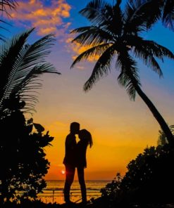 Romantic Sunset Silhouette paint by numbers