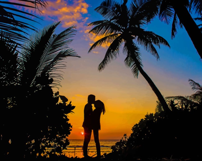 Romantic Sunset Silhouette paint by numbers