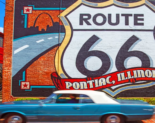 Pontiac And The route 66 Graffiti paint by numbers