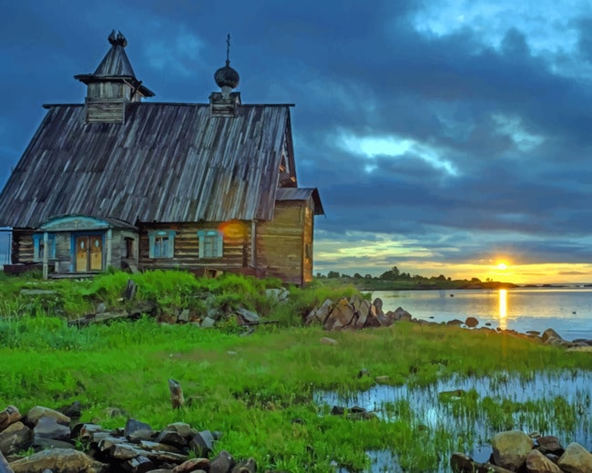 Russian Church And Sunset paint by numbers