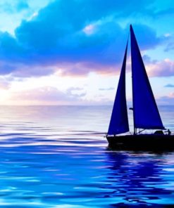 Sail Boat In Blue Water paint by numbers