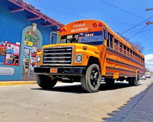 Yellow School Bus paint by numbers