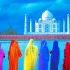 Seven Women In Taj Mahal painting by numbers