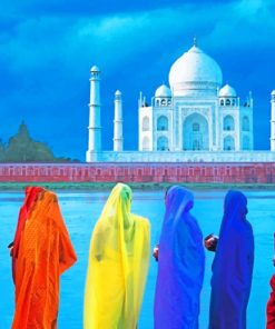 Seven Women In Taj Mahal painting by numbers