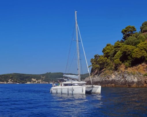 Catamaran In Lake painting by numbers