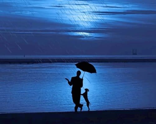 Silhouette Of Man In The Rain painting by numbers