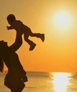 Silhouette-of-mother-and-daughter painting by numbers