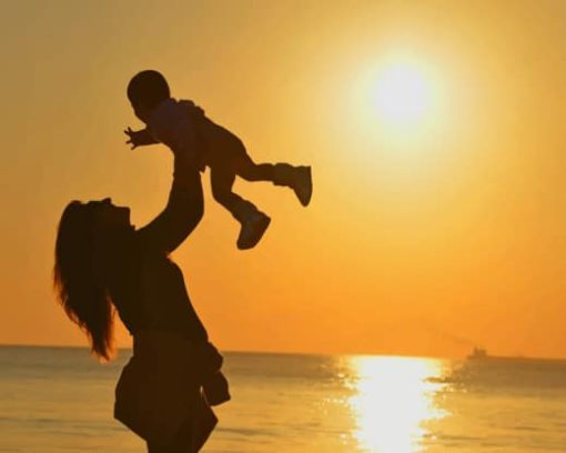 Silhouette-of-mother-and-daughter painting by numbers