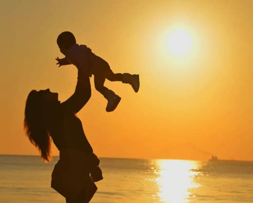 Silhouette-of-mother-and-daughter painting by numbers