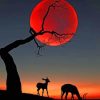 Silhouette Of Two Deers painting by numbers