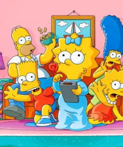 Simpsons Family Watching TV paint by numbers