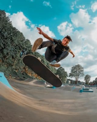 Skateboarder Performing A Trick paint by numbers