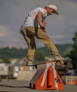 Skateboarder Doing A Slide Trick paint by numbers