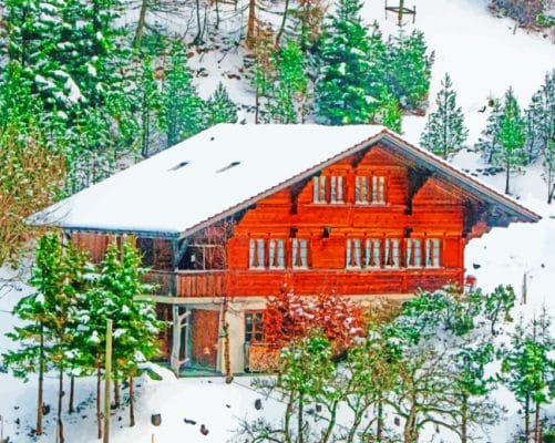 Snow Barn paint by numbers