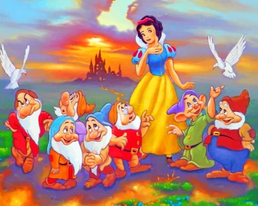 Snow White And Dwarfs Friends paint by numbers