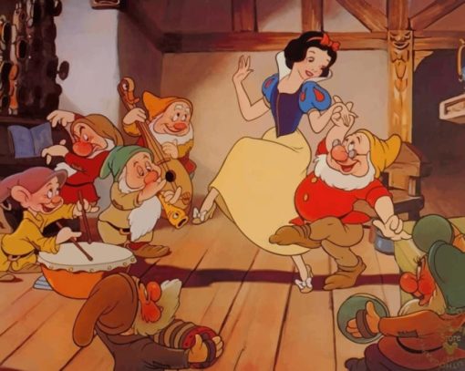 snow White Dancing With The Seven Dwarfs paint by numbers