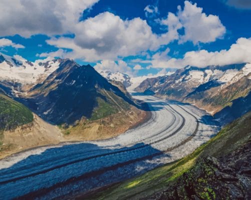Snowy Alps Mountains paint by numbers